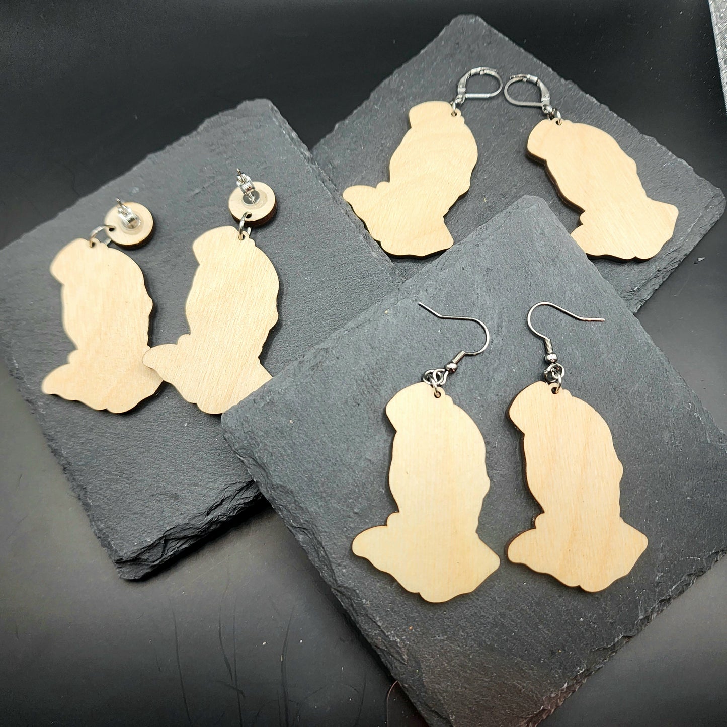 Terrifying Clown Carved Wooden Earrings