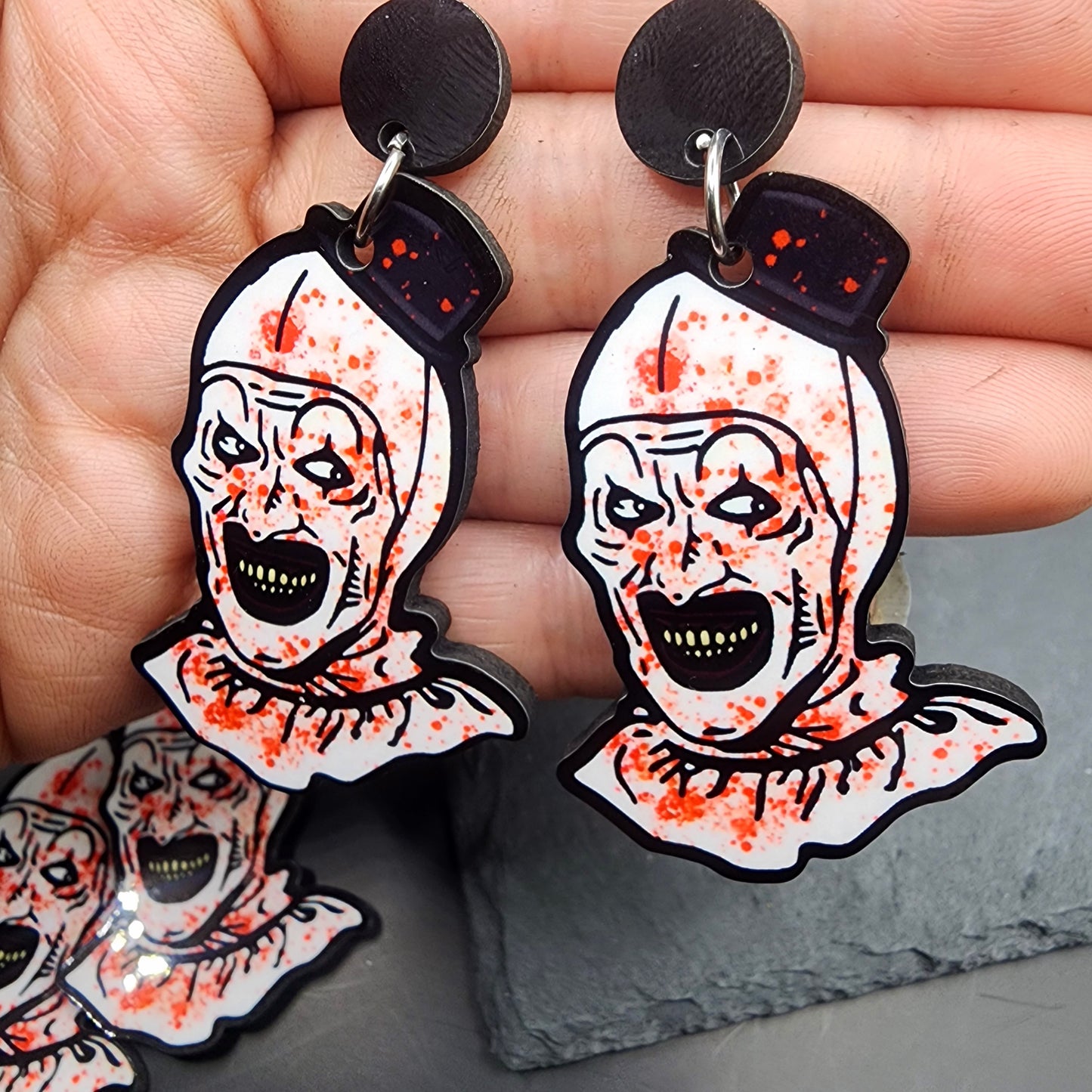 Terrifying Bloody Clown Earrings